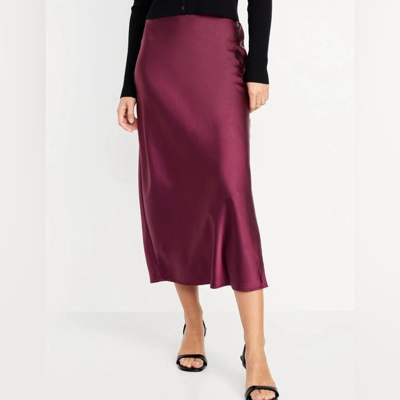 Old Navy High-Waisted Satin Style Midi Slip Skirt Cherry Bark. Medium. NEW. | Poshmark