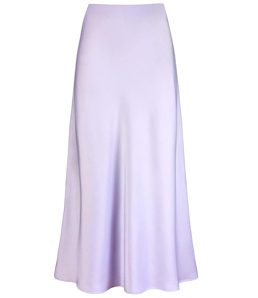 Women's Satin High Waisted Maxi Skirts Hidden Elasticized Waistband A Line Long Skirt | Amazon (US)