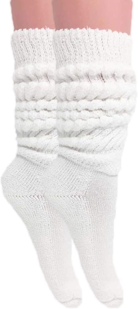AWS/American Made Slouch Socks Cotton Scrunch Knee High Extra Long and Heavy Socks | Amazon (US)