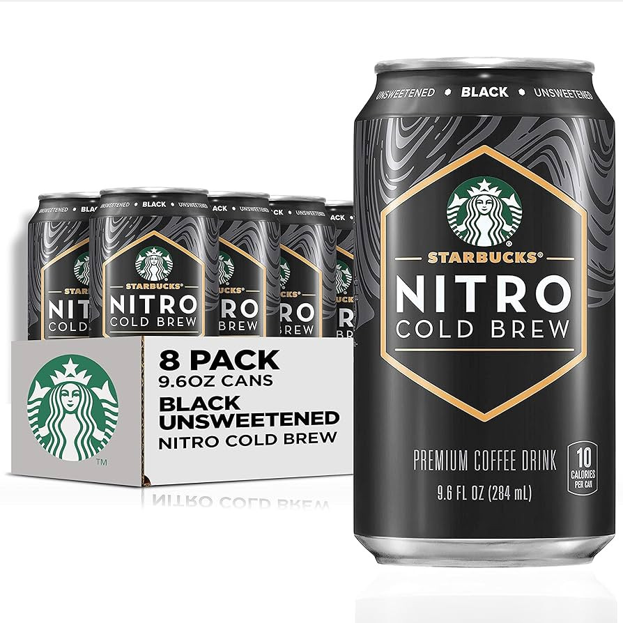 Starbucks Nitro Cold Brew Coffee, Black Unsweetened, 9.6 fl oz Cans (8 Pack), Iced Coffee, Cold B... | Amazon (US)