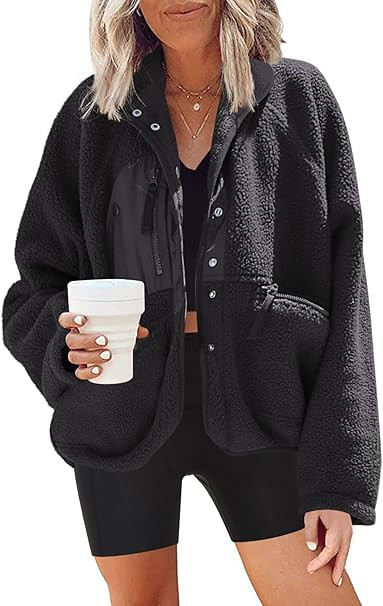 Nirovien Womens Fuzzy Fleece Jacket Button Down Sherpa Coats Casual Winter Warm Outwear with Pock... | Amazon (US)