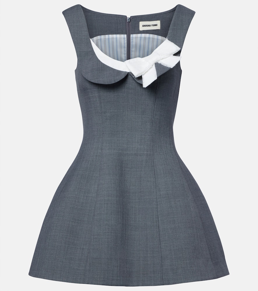 Shushu/Tong Bow-detail twill minidress | Mytheresa (US/CA)