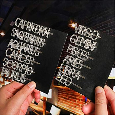 12 Constellation Rhinestone Hairpin Crystal English Shiny Letter Crystal Hair Clip Hair Accessories  | Walmart (US)