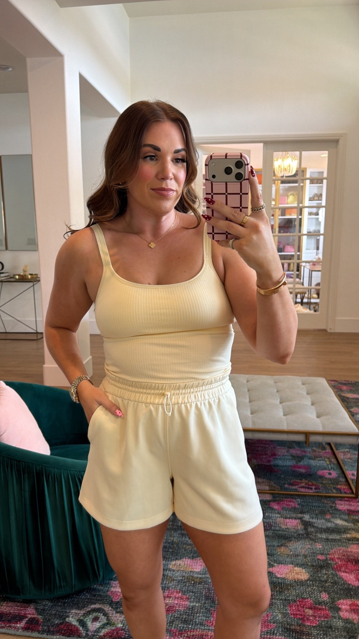 curvy midsize butter cream lululemon look! wearing size 10 in tank and shorts 

#LTKMidsize #LTKSeasonal #LTKActive