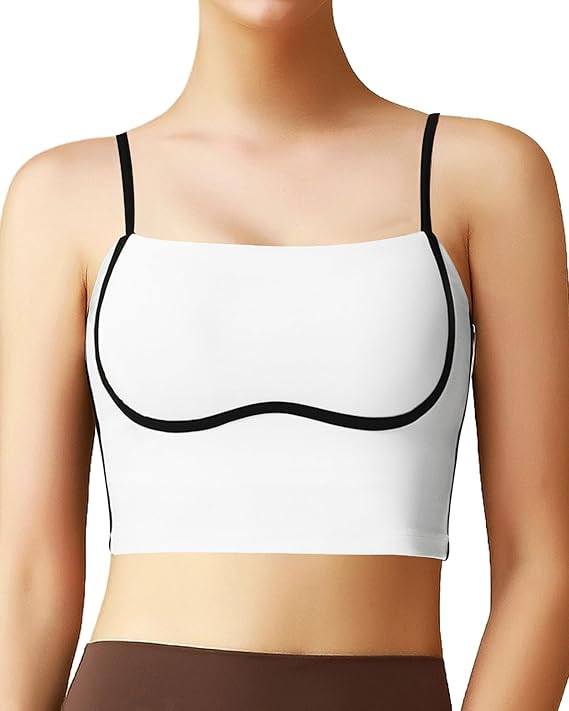 Sports Bras for Women, Workout Tank Square Neck Double Layer Tank Tops, Yoga Tops for Women Built... | Amazon (US)