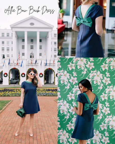 Allie bow back dress! The perfect holiday dress I designed with Sail to Sable. Fits true to size in navy blue and emerald green.

#LTKHoliday #LTKstyletip #LTKSeasonal