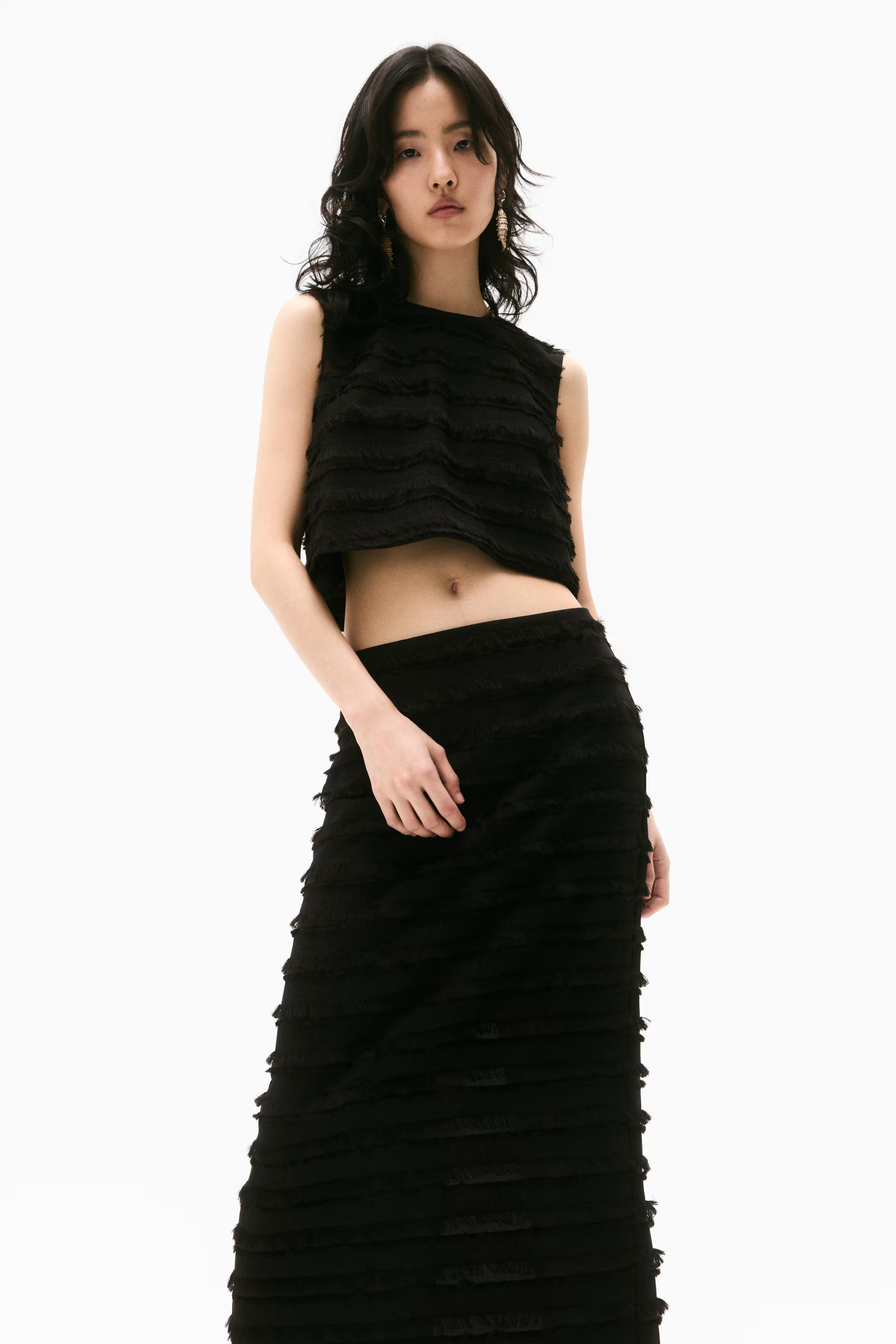 Fringe-Trimmed Midi Skirt | H&M (US + CA)