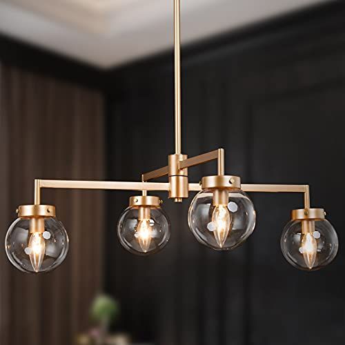 Chandeliers for Dining Rooms, Gold Globe Chandeliers, Modern Globe Pendant Lighting Fixtures with Cl | Amazon (US)