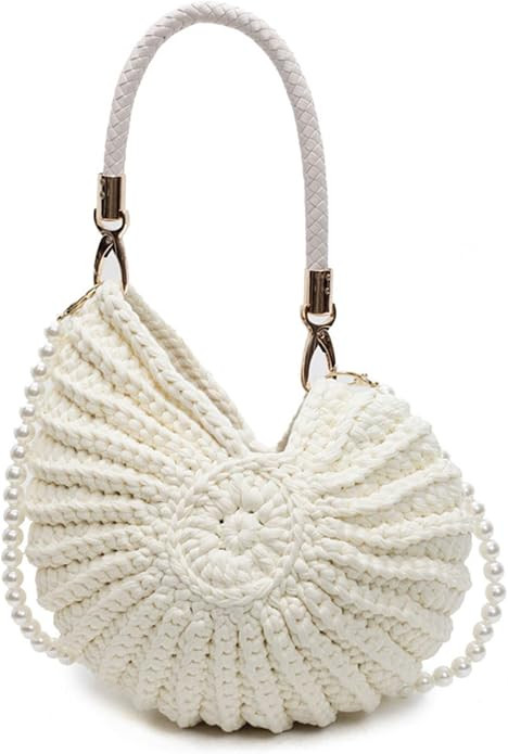 Handmade Crochet Tote Bag Seashell Purse for Women Boho Shell Handbag Crossbody Shoulder Bag Summ... | Amazon (US)