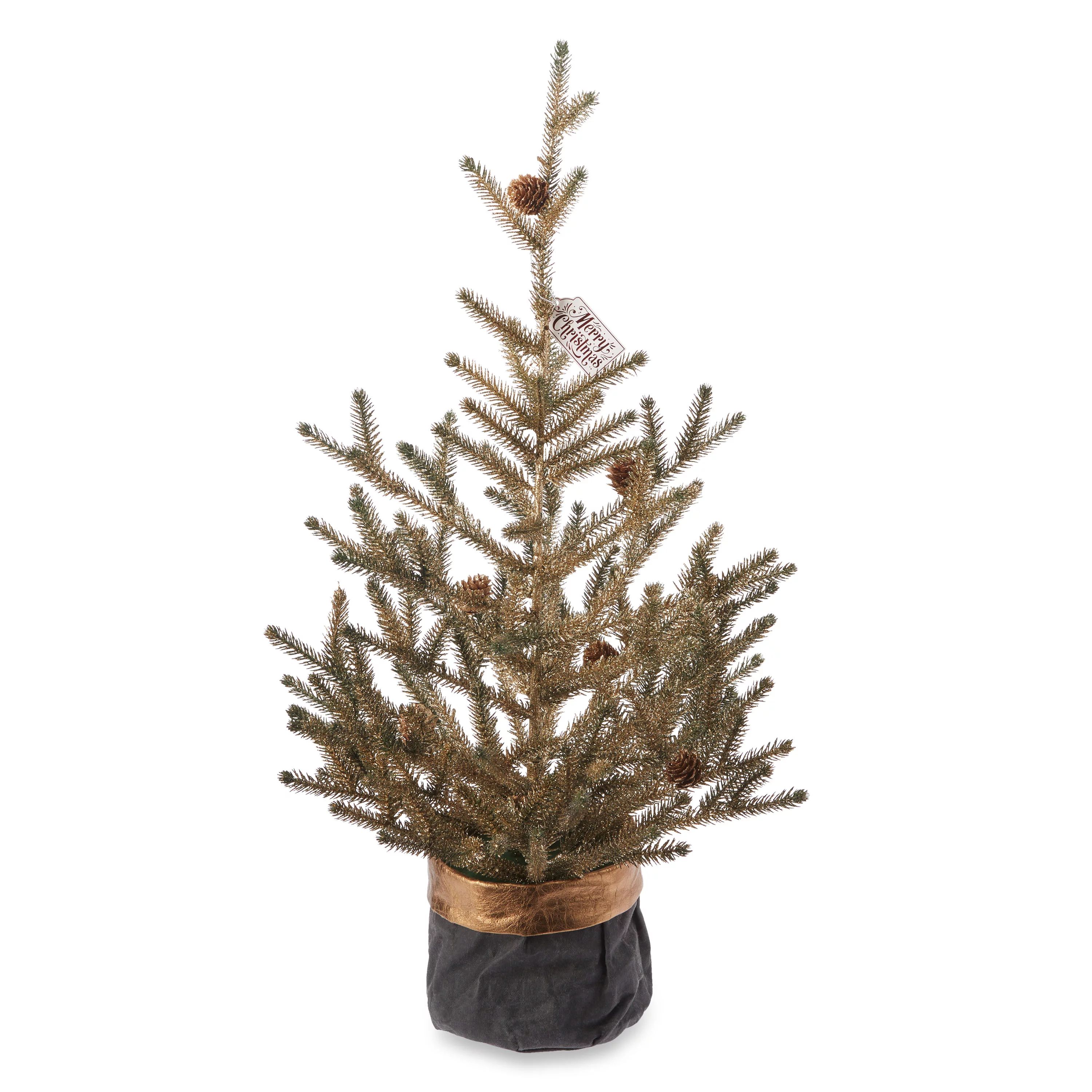 Holiday Time Gold Tip Pine Tree Black Bag, 24-inch | Walmart (US)
