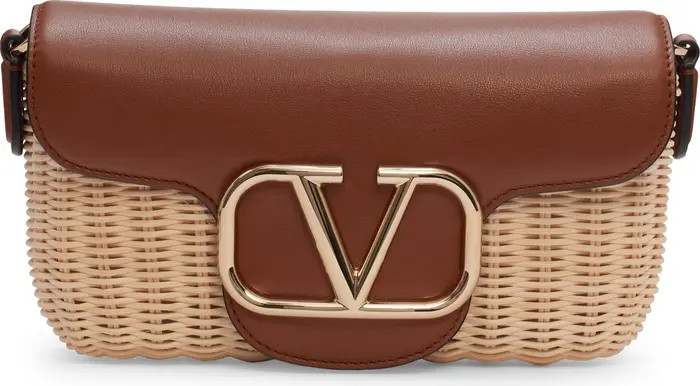 Valentino Garavani Locò Woven Wicker & Leather Shoulder Bag | Nordstrom | Nordstrom