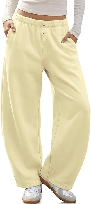TARSE Women\u2019s Barrel Sweatpants Wide Leg Fleece Lined Baggy Lounge Pant | Amazon (US)
