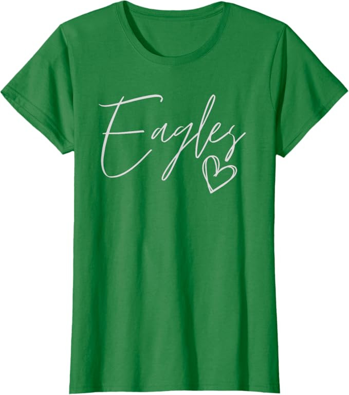 Eagles Mascot School Sports Fan Team Spirit Heart Football T-Shirt | Amazon (US)