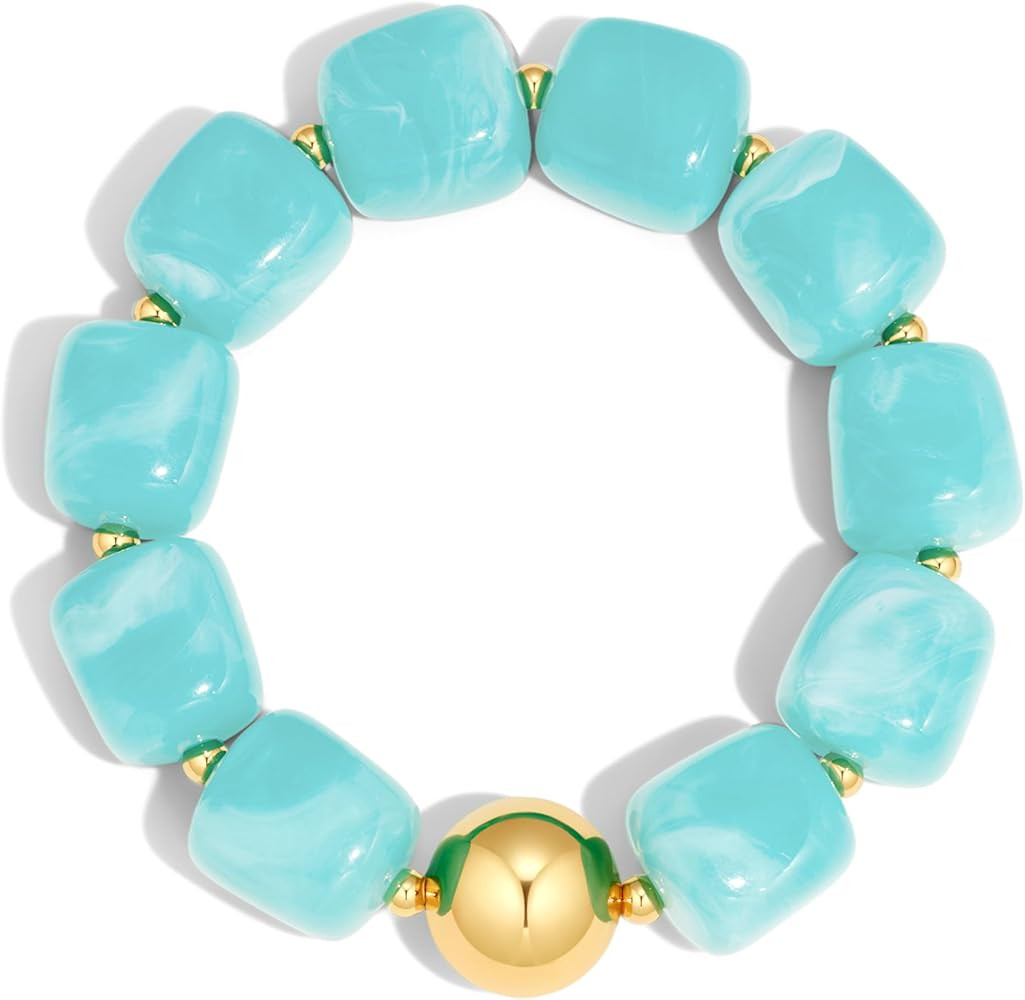 Chunky Beaded Bracelet for Women Trendy Statement Big Colorful Resin Bead Bubble Bracelets Summer... | Amazon (US)