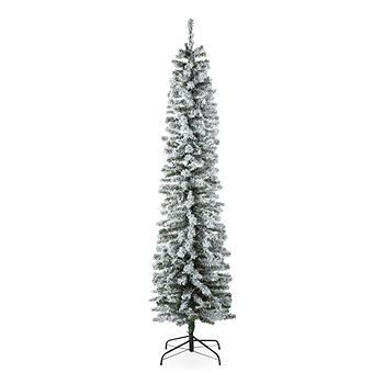 North Pole Trading Co. 7' Pencil Pine Pre-Lit Flocked Christmas Tree | JCPenney