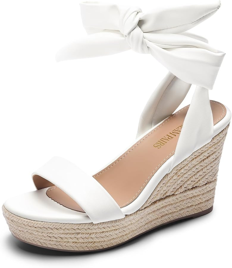 DREAM PAIRS Womens Open Toe Espadrilles Wedges Tie Lace Up Cute Ankle Strap Platform Sandals Dres... | Amazon (US)