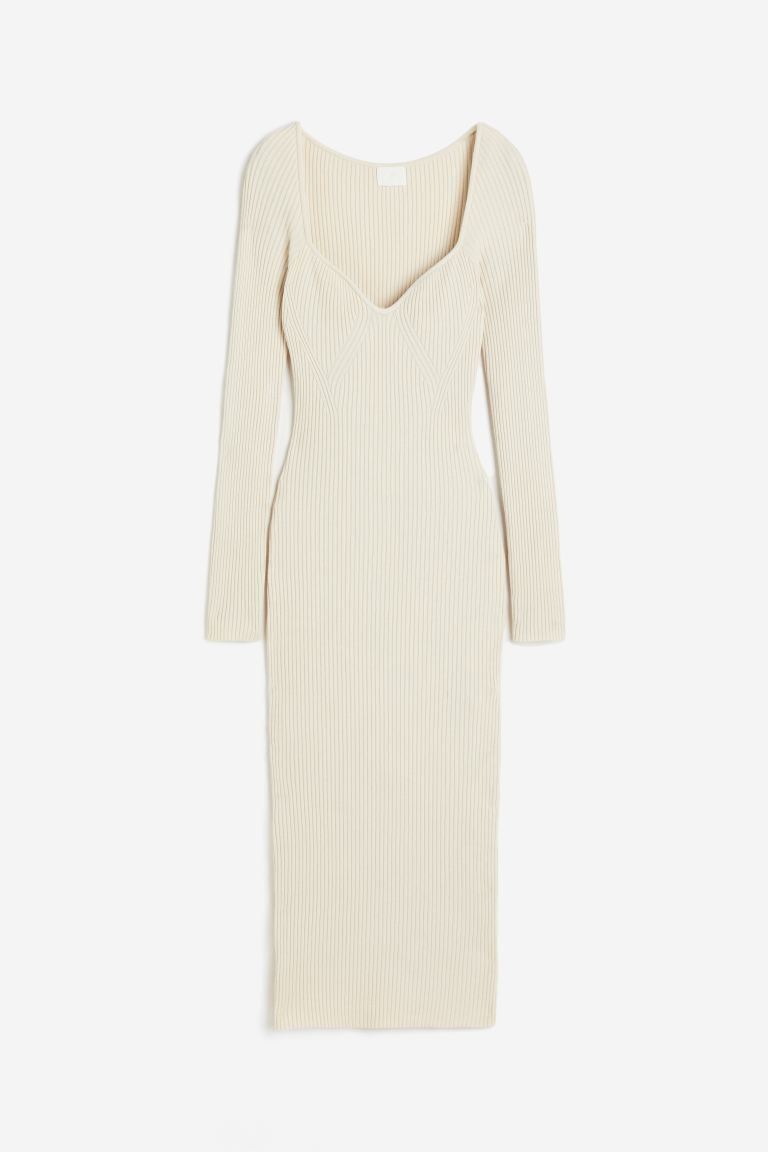 Rib-knit dress - Light beige - Ladies | H&M GB | H&M (UK, MY, IN, SG, PH, TW, HK)