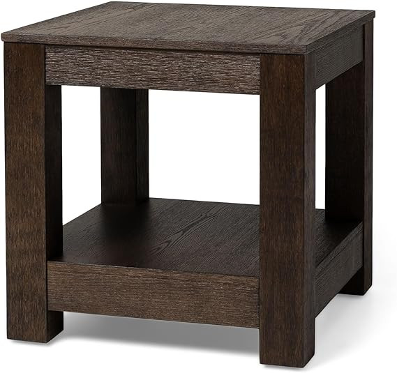 Maven Lane Paulo 2 Tiered Tall Square Rustic Wooden Side Table with Shelf Storage for Living Room... | Amazon (US)