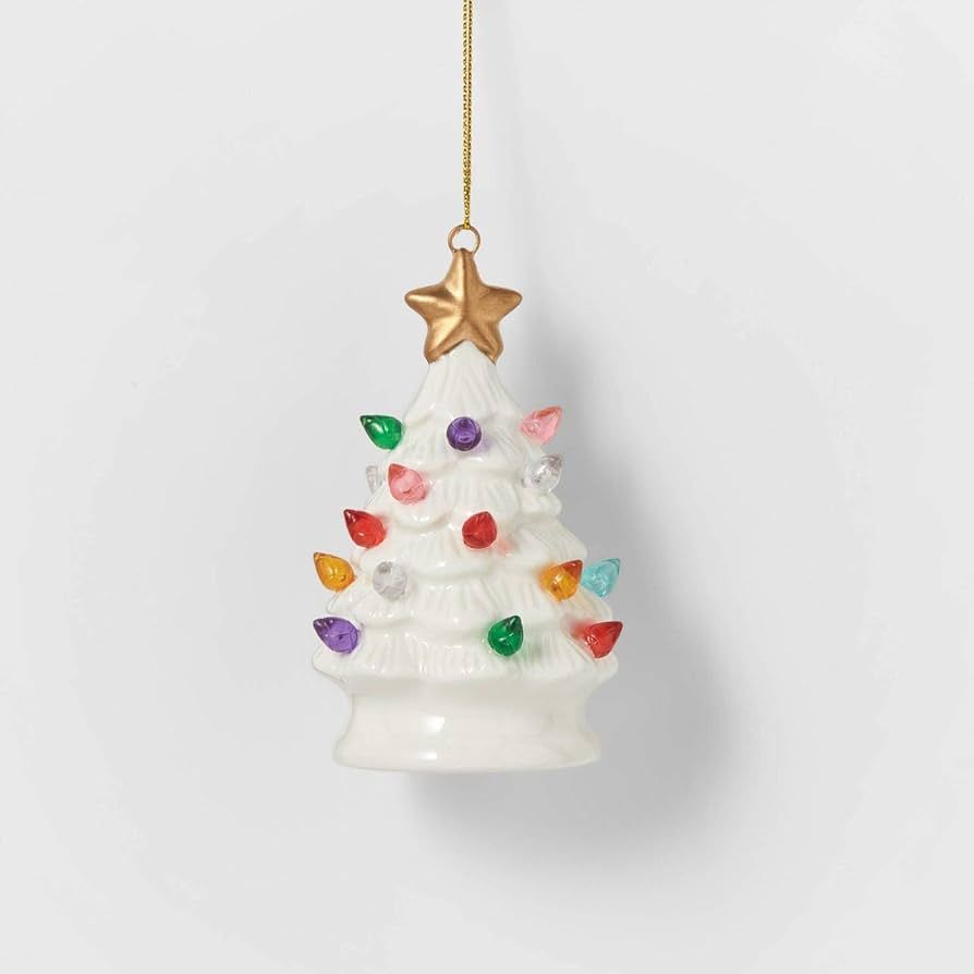 Wondershop Ceramic Christmas Tree Lighted Ornament Retro Lit (White) | Amazon (US)