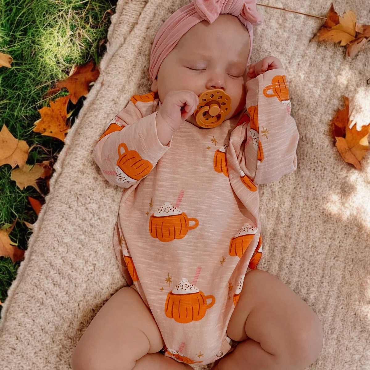 Pumpkin Mug Pink / Organic Long Sleeve T-Shirt Bubble | SpearmintLOVE