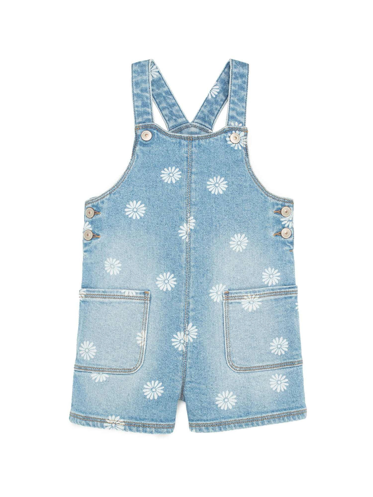 Wonder Nation Toddler Girl Floral Denim Shortall, 12M-5T | Walmart (US)