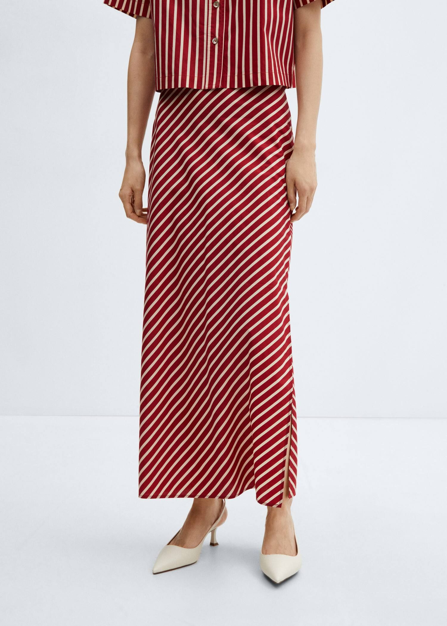 Slit striped skirt -  Women | Mango United Kingdom | MANGO (UK)