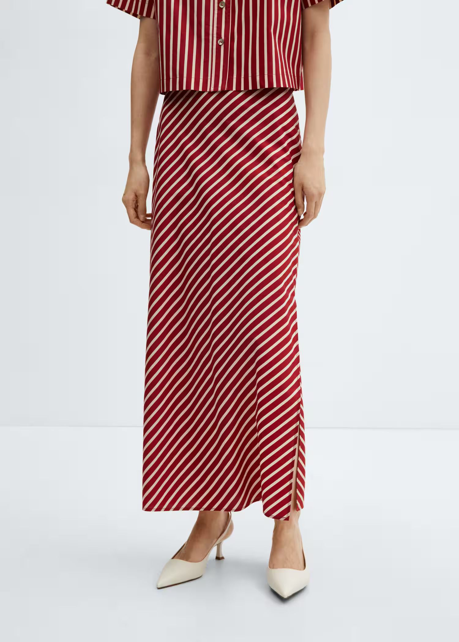 Slit striped skirt -  Women | Mango United Kingdom | MANGO (UK)
