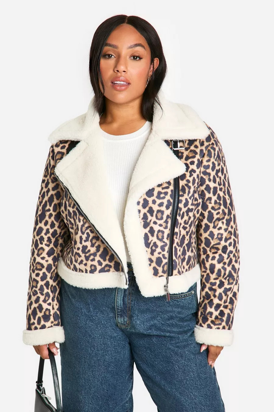 Plus Leopard Oversized Aviator Coat | boohoo (US & Canada)