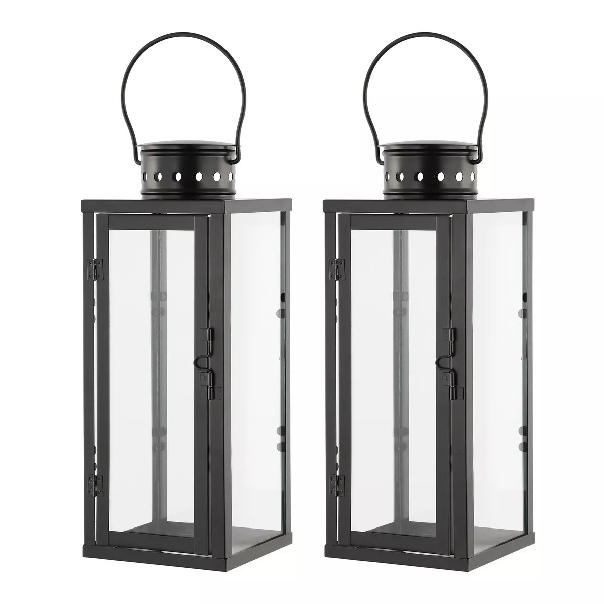 Lorient 17.75" Indoor/Outdoor Lantern (Set of 2) - PLT4068 - Black - Safavieh | Target