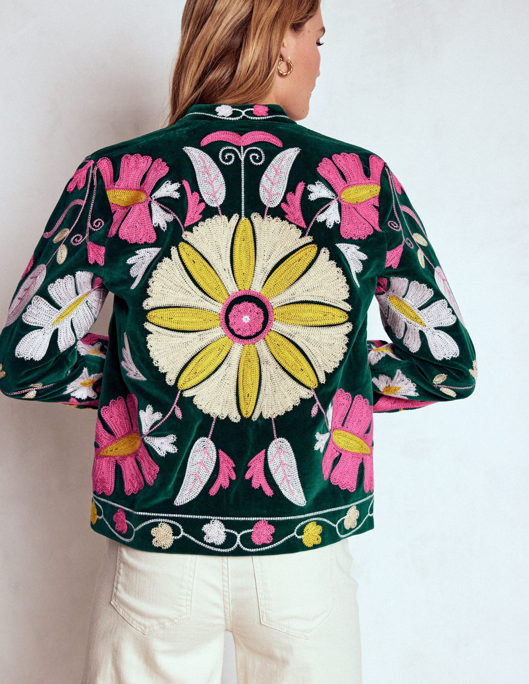 Embroidered Souvenir Jacket-Emerald Night Embroidery | Boden UK