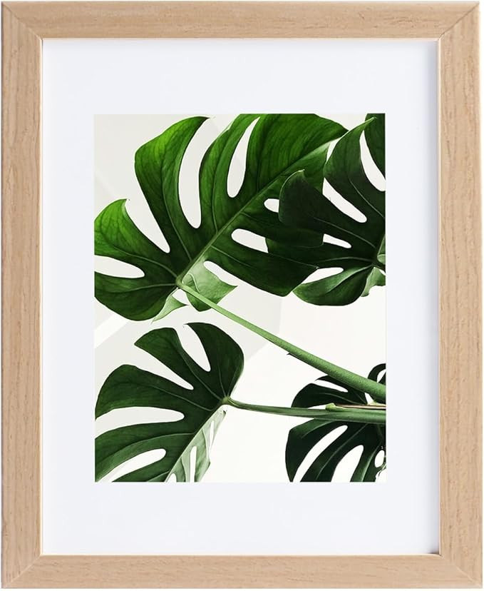 11 x 14 Solid Wood Picture Frame with Tempered Glass 1 Pack, Natural Wooden Photo Frame with Mat ... | Amazon (US)