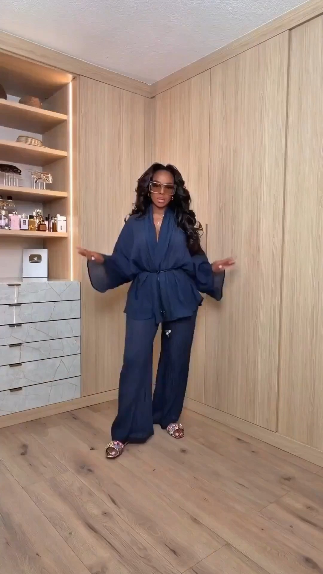 Hi Babes!

This navy set is giving effortless luxury 💙✨

The flowy wide-leg pants, oversized sleeves, and relaxed fit make this one of those outfits that looks expensive without even trying. Just add a statement pair of sunnies and you’re instantly vacation-ready.

Where to wear this:
• Resort vacations
• Brunch with the girls
• Beachside dinners
• Cruise outfits
• Summer shopping days
• Travel days when you still want to look chic

The color is gorgeous in person and the fit is so flattering and comfortable.

Everything is linked below!

xx Kira | IG: KirasFashionFinds

34D - 27 - 40 • Size Small or 4

#LTKgrwm #LTKootd #LTKvlog