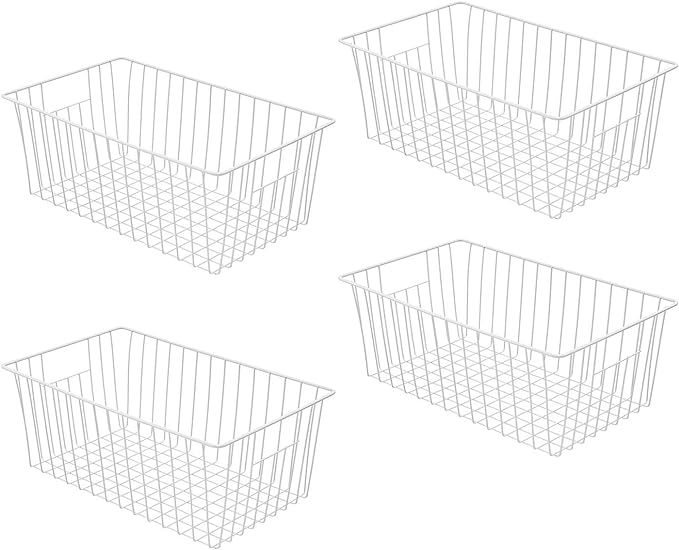 WenZBros 16inch Freezer Wire Storage Baskets, Refrigerator Organizer Bins with Handles, Large Far... | Amazon (US)