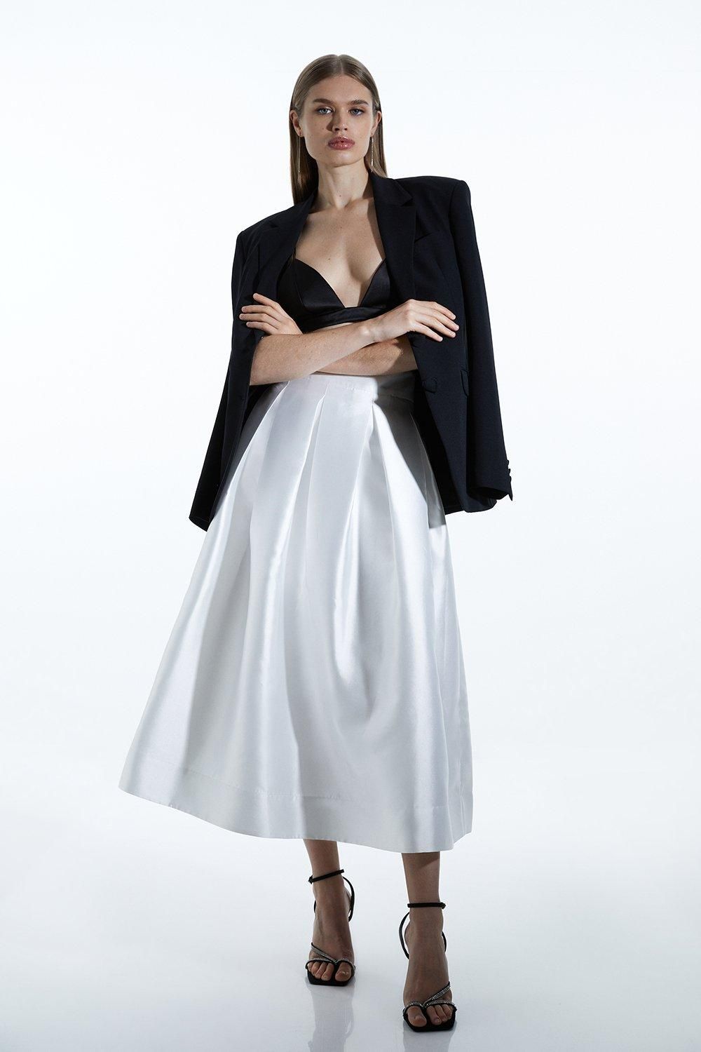 Twill Woven Prom Maxi Skirt | Karen Millen UK + IE + DE + NL