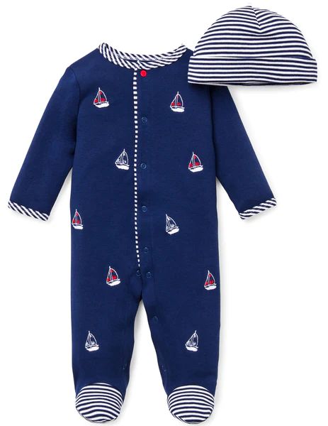 Sailboats Footed One-Piece And Hat | Little Me