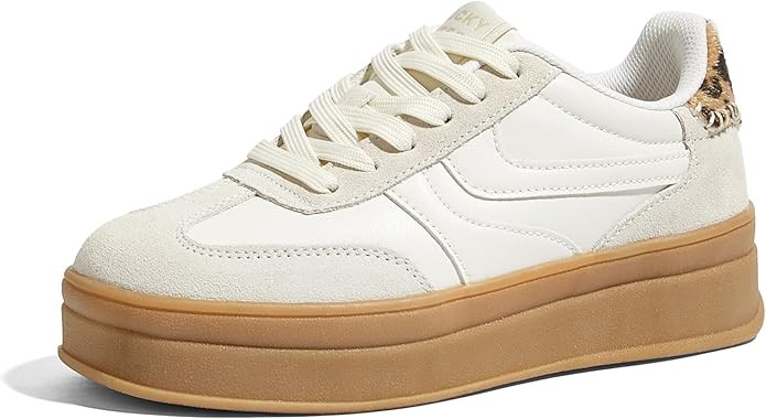 LUCKY STEP Platform Sneakers for Women Fashion Retro Thick Rubber Gum Sole Comfortable Tennis Ska... | Amazon (US)