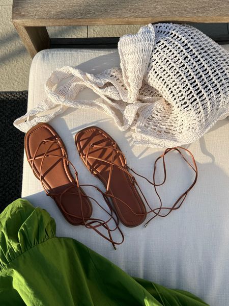 Faves from Abercrombie’s getaway shop 🌷🫶🏼 Strappy flat sandals (tts) and crochet tote bag for shopping & the beach. 
 #abercrombiestyle #abercrombiepartner #LTKSale

#LTKtravel #LTKswim