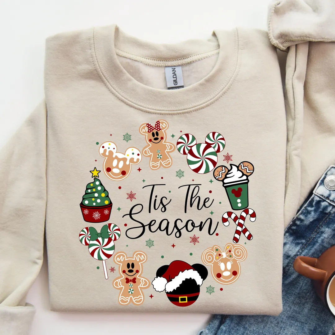 Tis The Season Christmas Sweatshirt, Christmas Mickey Sweatshirt, Magic Kingdom Christmas Sweater... | Etsy (US)