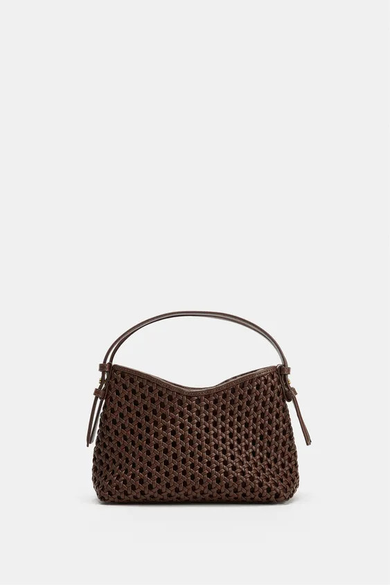 Model height: 179 cmMini handbag. Double top handles and detachable crossbody strap. Woven body w... | Zara UK