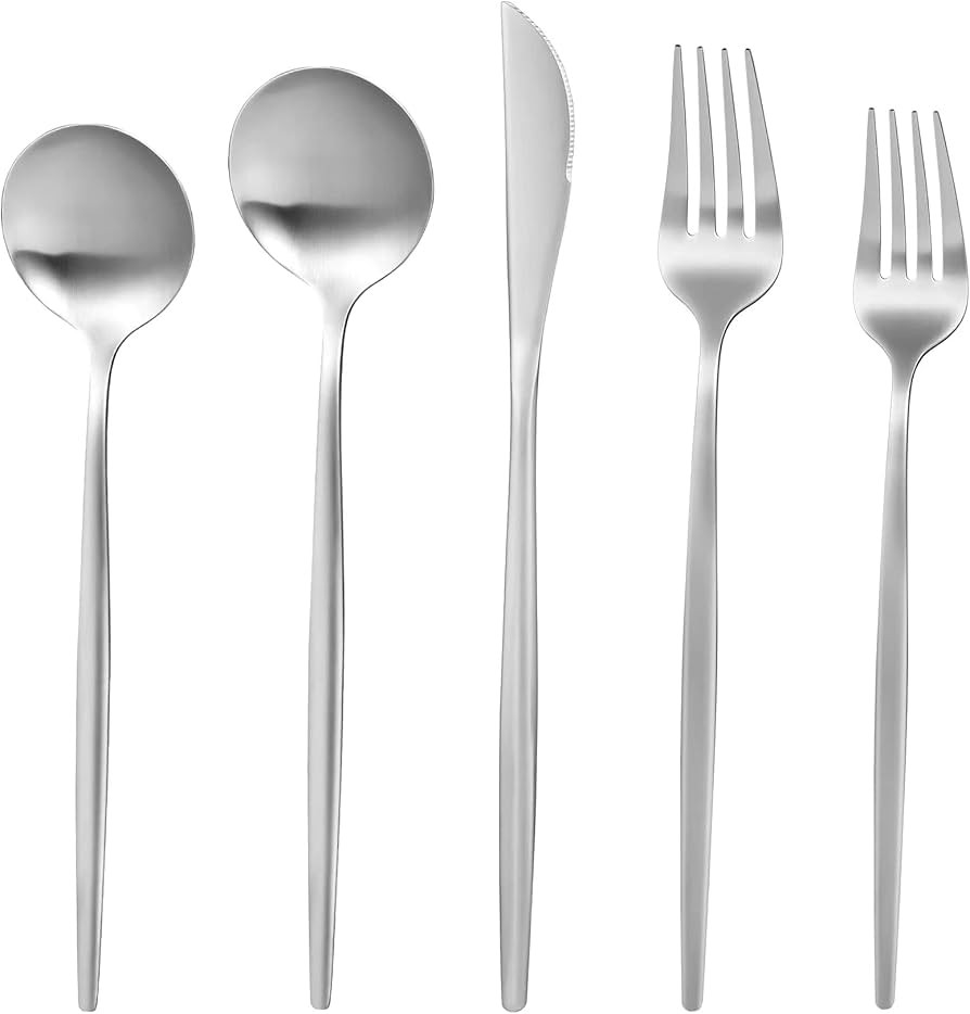 Silverware Set for 8, MIKIWAY 40 Pieces Stainless Steel Flatware Set, Matte Cutlery Tableware Set... | Amazon (US)