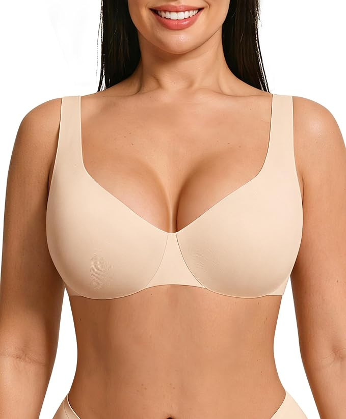 FeelinGirl Bras for Women Unlined No Padding Comfort Underwire Plus Size Full Coverage Seamless P... | Amazon (US)