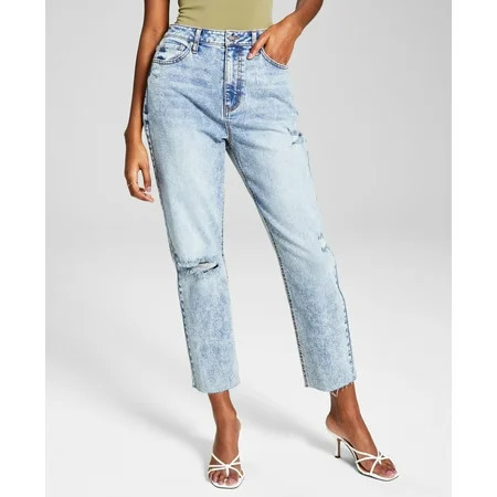 Now This Womens Ripped Mom Jeans Bosko Med Wash 31 | Walmart (US)