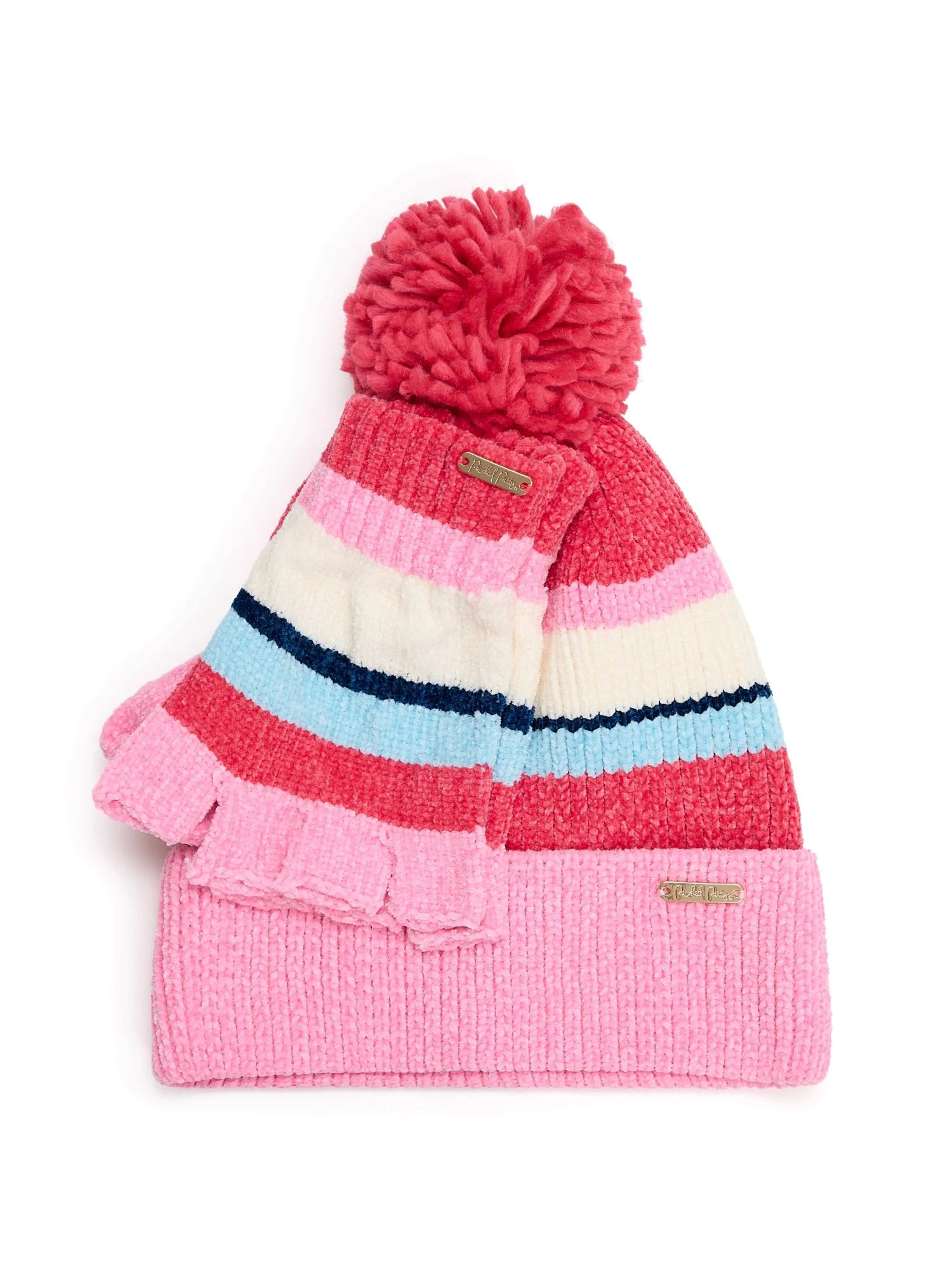 Packed Party Cozy Stripes Chenille Hat and Gloves Set, Pink | Walmart (US)