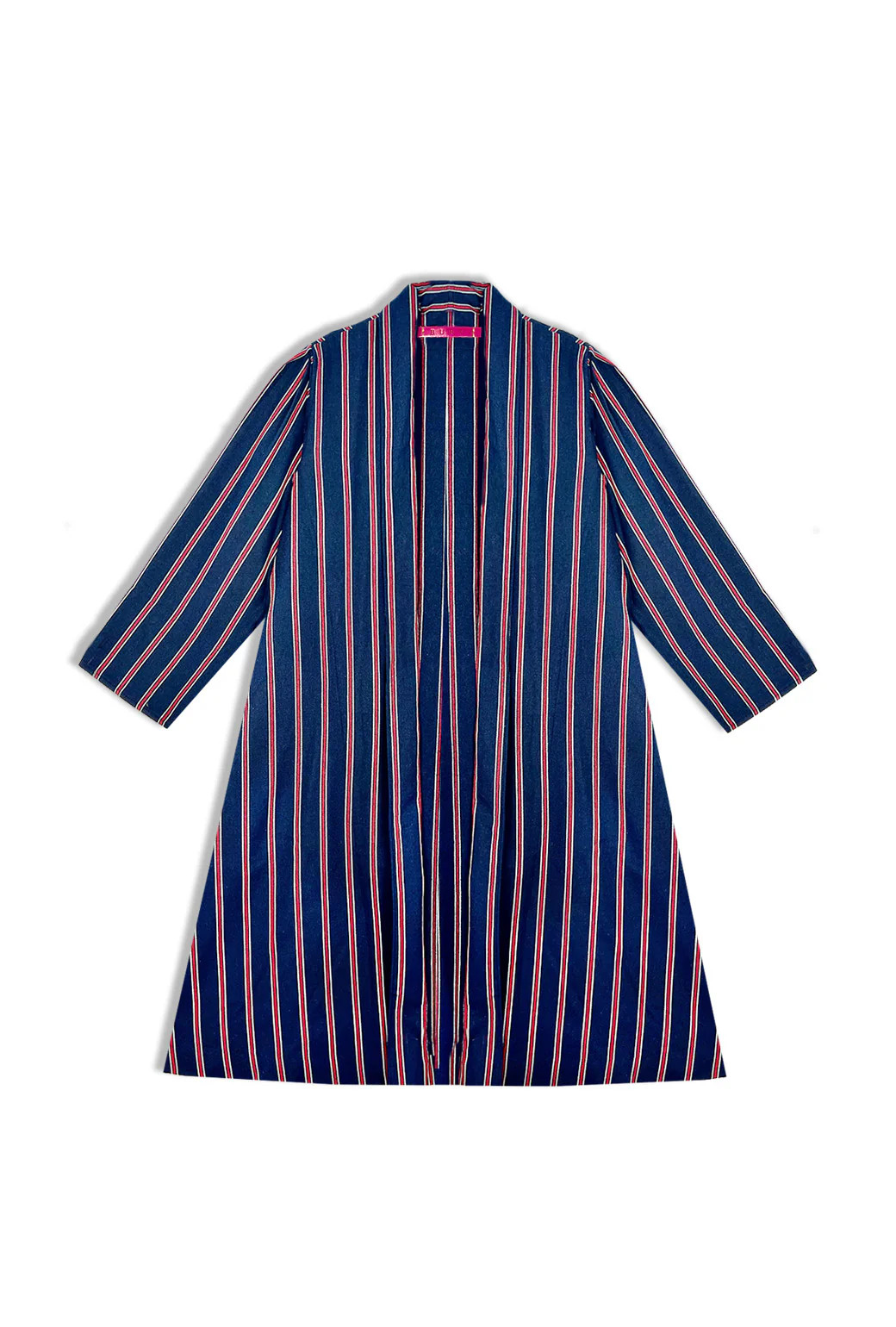 Black Friday Swing Coat Knee Length - Navy & Red Stripe | Shop BURU