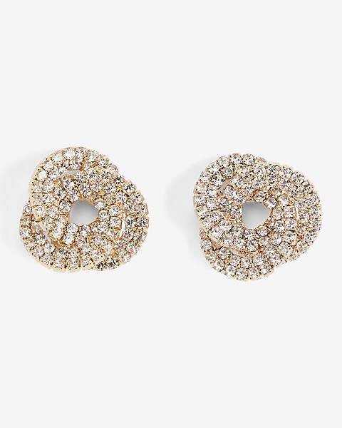 Rhinestone Pave Knot Stud Earrings | Express