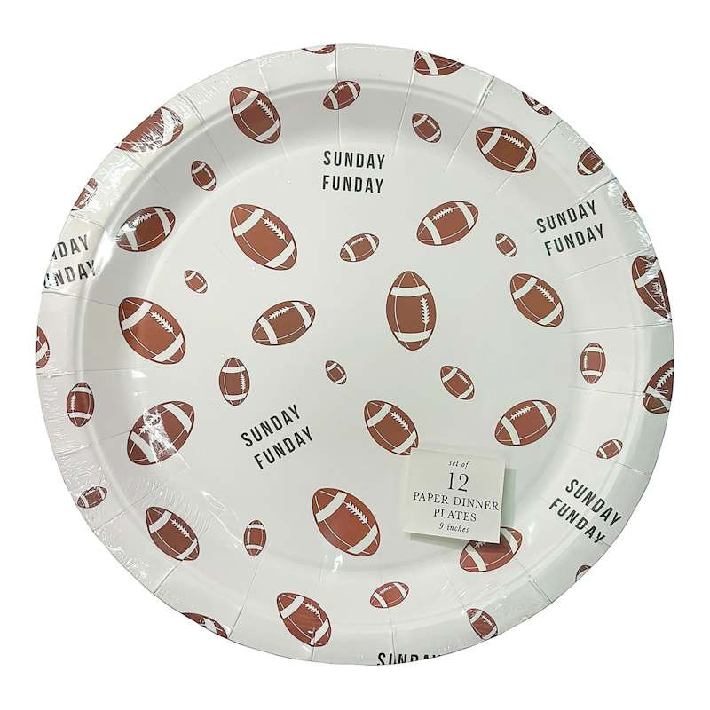 White Football 9In Plate 12Ct | At Home