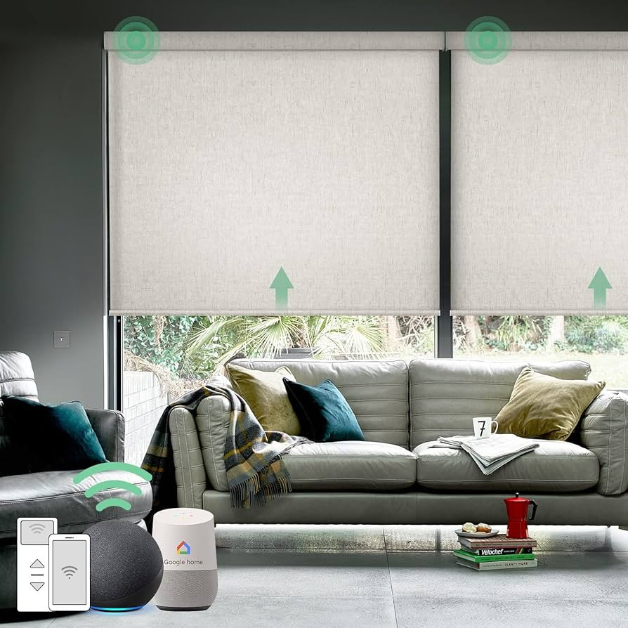 Yoolax Motorized Blinds for Window with Remote, Smart Shades Work with Alexa Google Home 50% Blac... | Amazon (US)