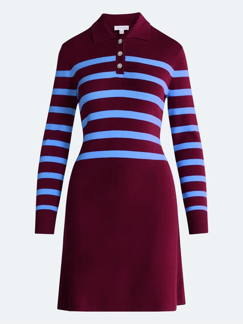 Free Assembly Women's and Women's Plus Polo Sweater Dress with Long Sleeves, Sizes XS-4X | Walmart (US)