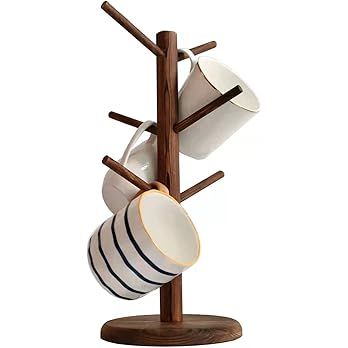 Amazon.com: Dorhors Mug Holder Tree,Coffee Mug Rack,Coffee Cup Holder with 6 Hooks,Wood Coffee Mu... | Amazon (US)