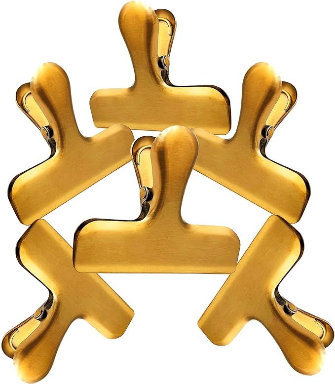 Croc Jaws Chip Clips Gold. Stainless Steel. 3 Inches - Pack of 6 | Amazon (US)